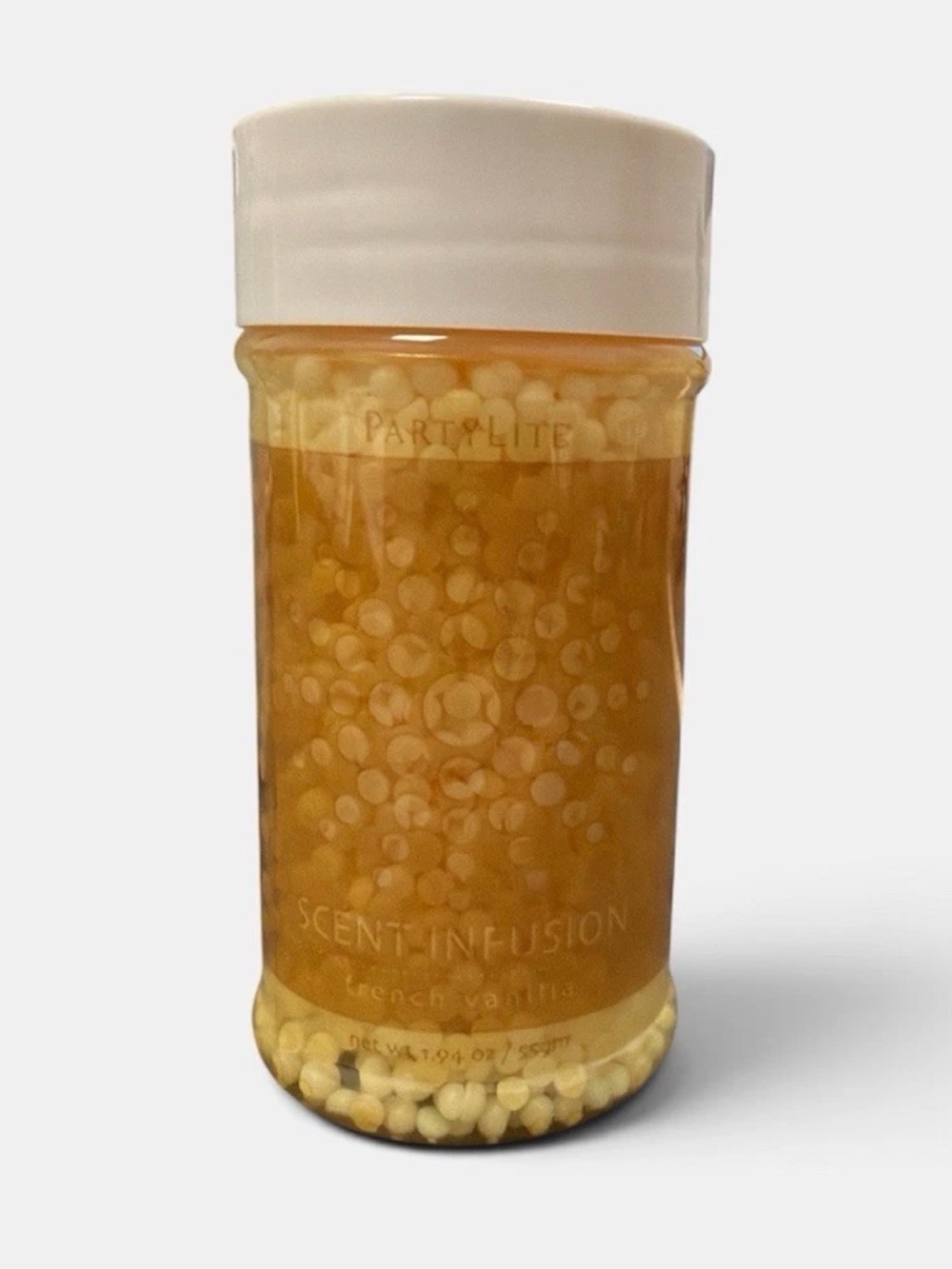 PartyLite French Vanilla Scent-Infusion Bead Jar  (White Lid)
